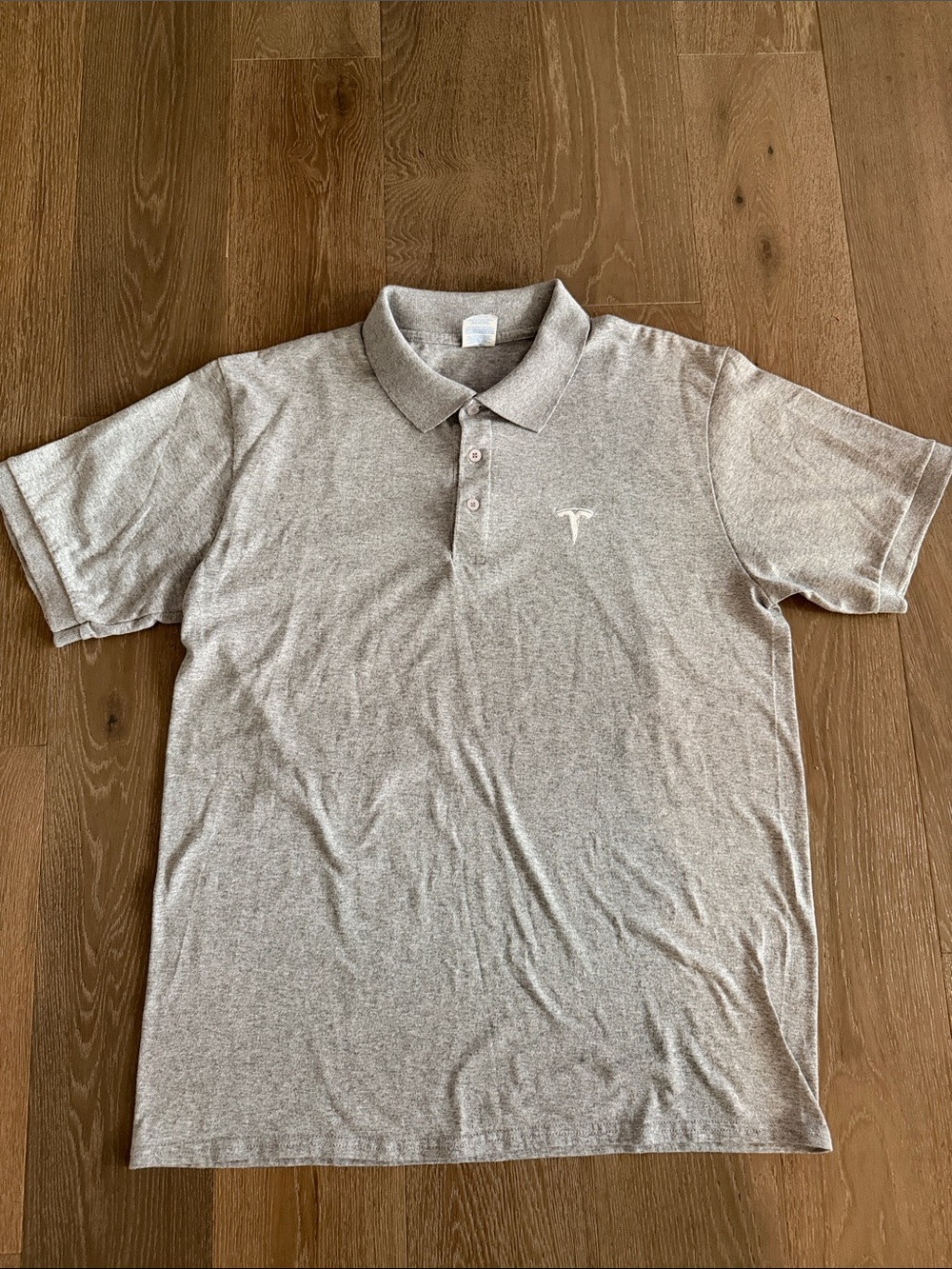 Grey Tesla Polo shirt. Size: Large. Worn Once.
